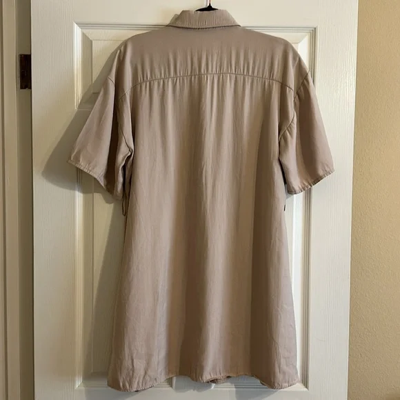 Zara Tan A Line Mini Shirt Dress Short Sleeve - Picture 6 of 6